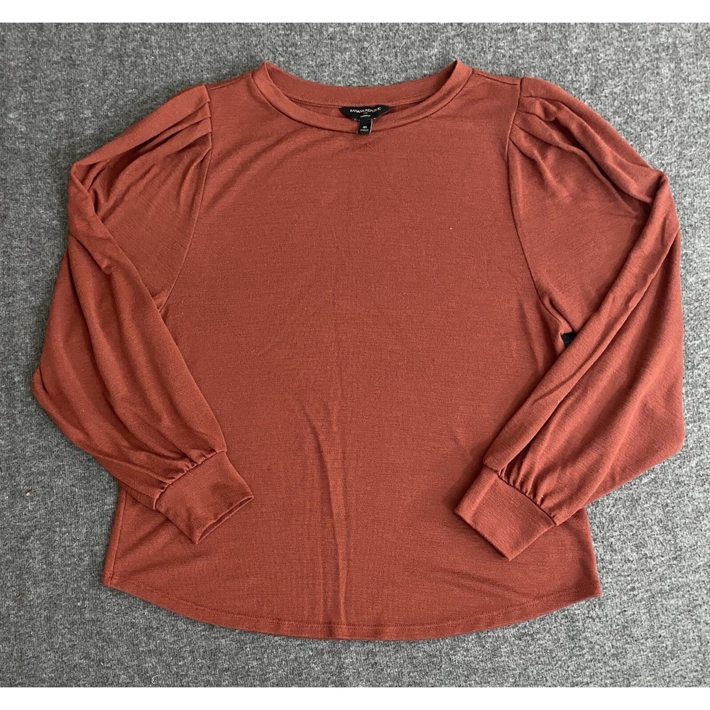 Banana Republic Luxury Sweater Women's Red Crew Neck Cotton Stretch Size M